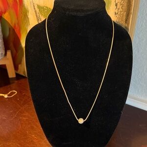 Landau Jewelry Gold-Tone Pavé Crystal Ball Necklace | Minimalist Elegance 24 in”